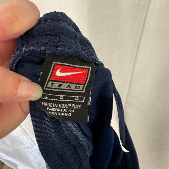 Nike Team Vintage Nylon Shorts Blue White Embroidered Swoosh Logo Large - Picture 3 of 5